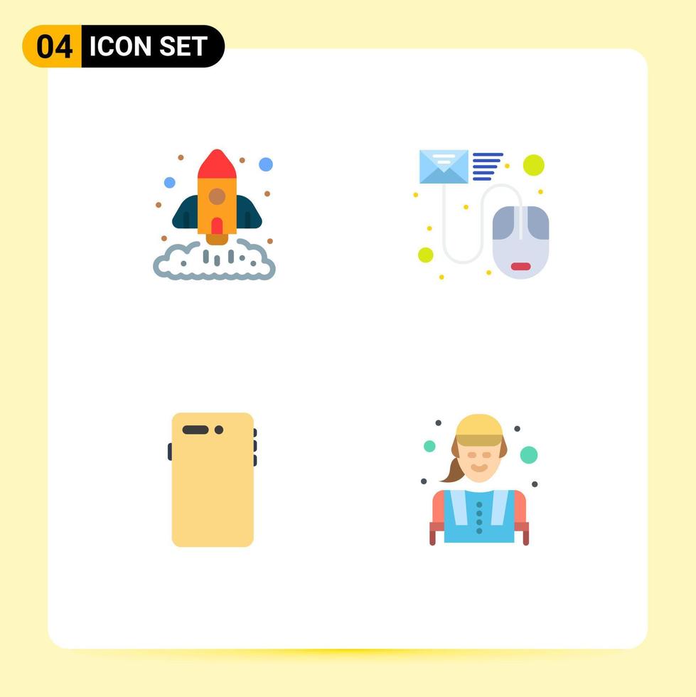 4 Creative Icons Modern Signs and Symbols of business mail rocket email smart phone Editable Vector Design Elements