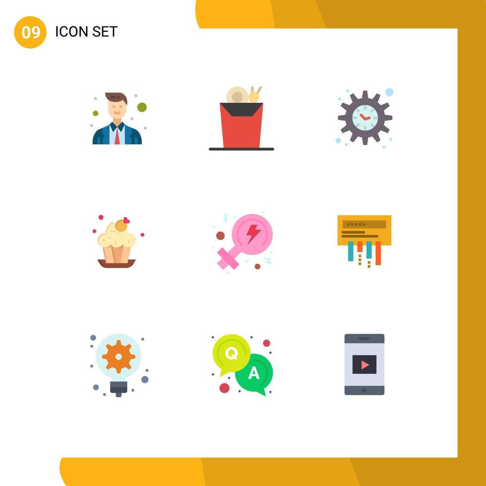 9 Creative Icons Modern Signs and Symbols of receiver power settings feminism cup Editable Vector Design Elements