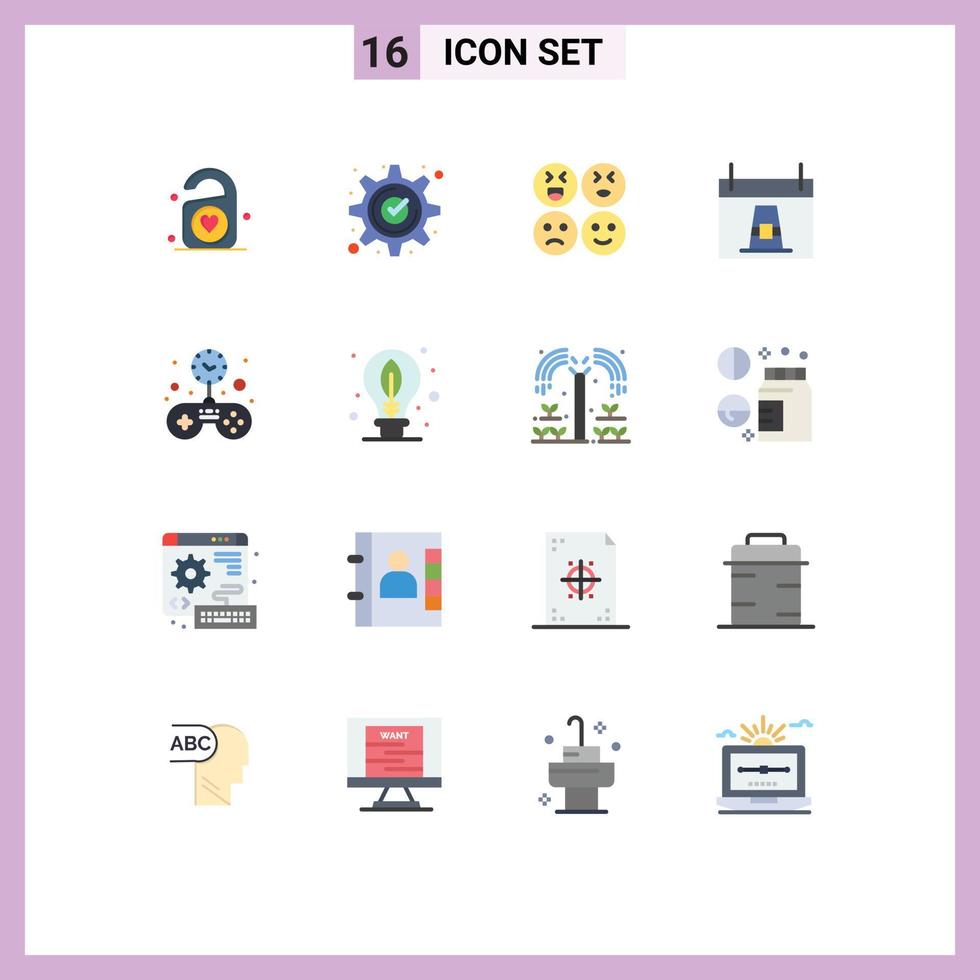 Set of 16 Modern UI Icons Symbols Signs for free holiday mark dinner calendar Editable Pack of Creative Vector Design Elements