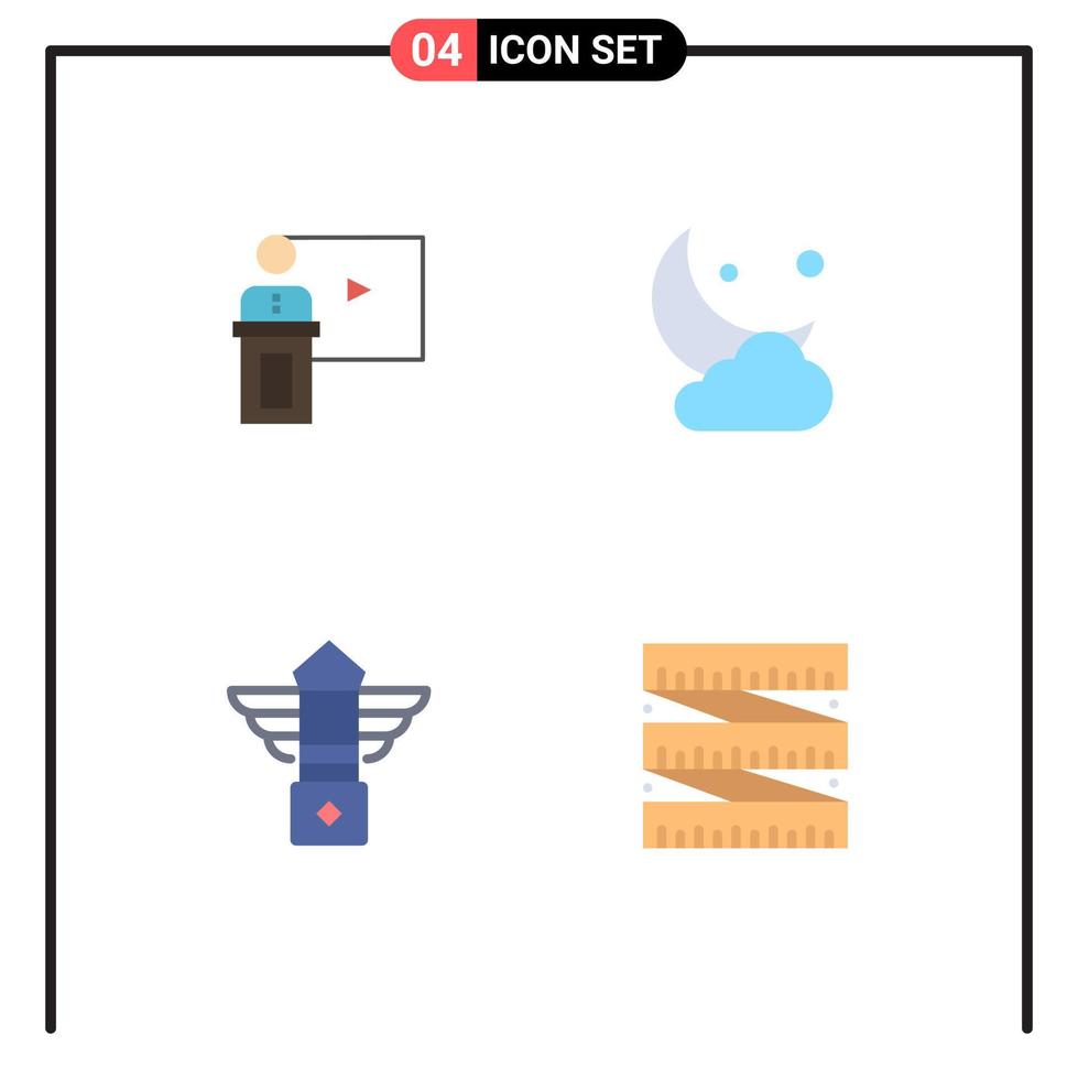 4 Universal Flat Icons Set for Web and Mobile Applications conference ramadan presentation speech new Editable Vector Design Elements