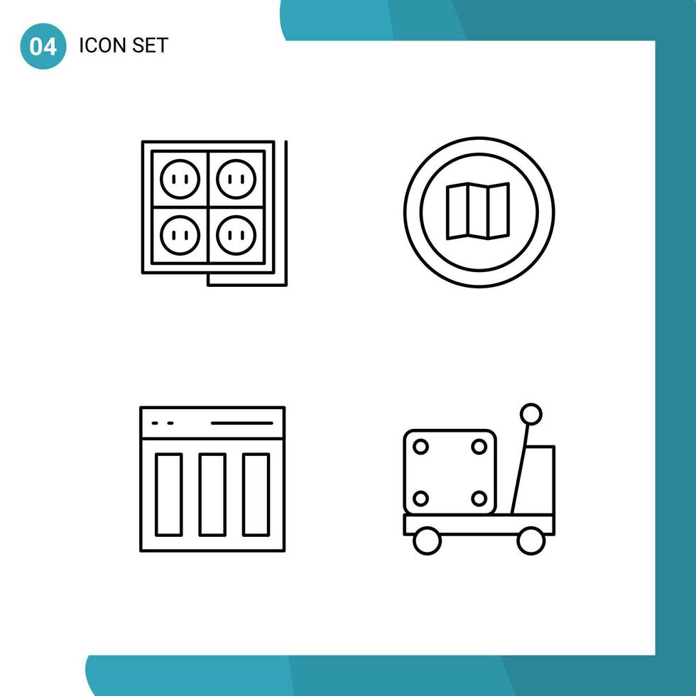 Group of 4 Filledline Flat Colors Signs and Symbols for building maps socket google communication Editable Vector Design Elements