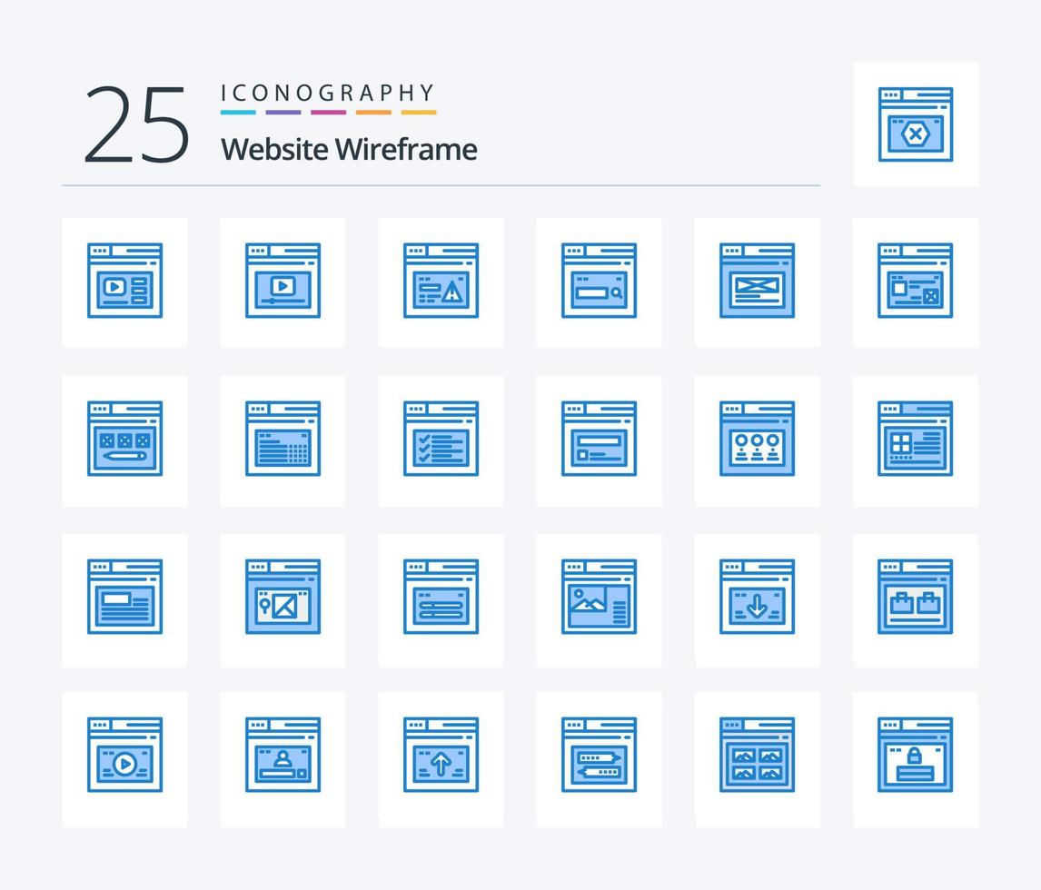 Website Wireframe 25 Blue Color icon pack including web. internet. website. search. web vector