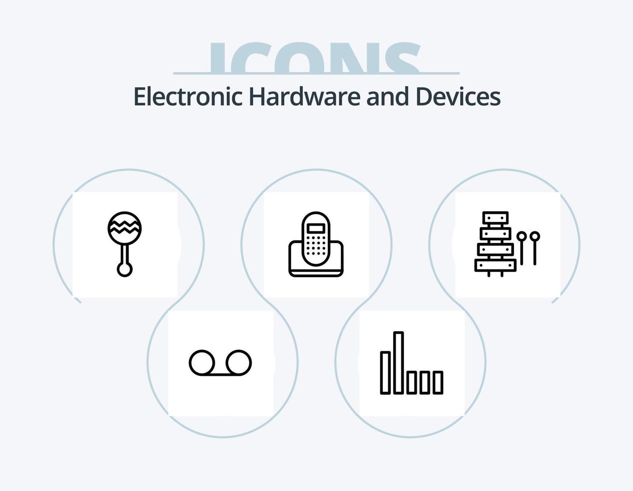 Devices Line Icon Pack 5 Icon Design. instrument. wifi. music. signal. music vector