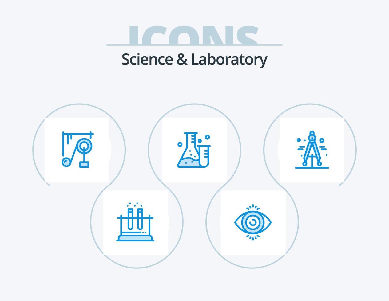 paquete de iconos de ciencia azul 5 diseño de iconos. ciencia. Brújula. máquina. ciencia. tubo vector