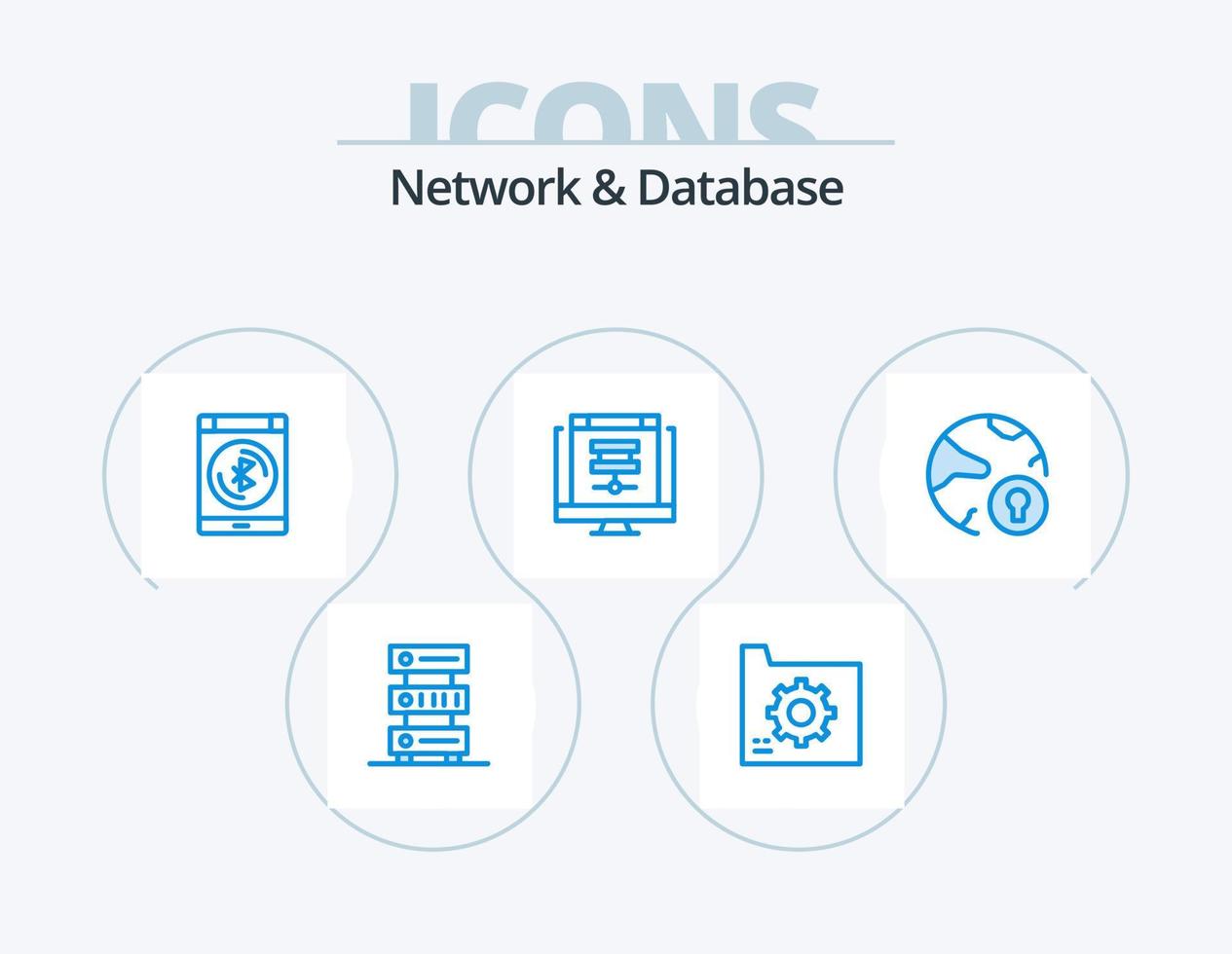 Network And Database Blue Icon Pack 5 Icon Design. database. cloud. document. data vector