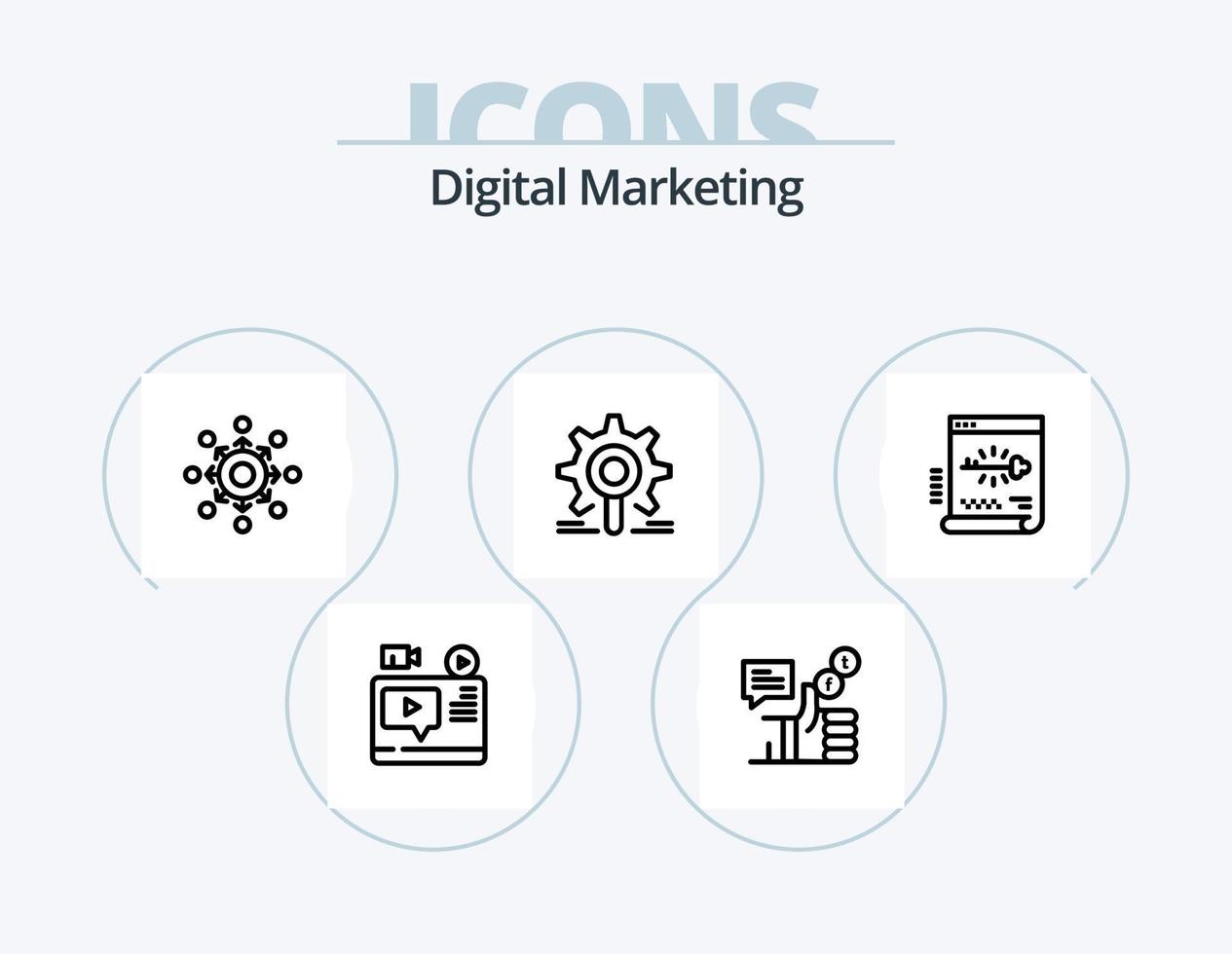 Digital Marketing Line Icon Pack 5 Icon Design. group. network. research. report. article vector