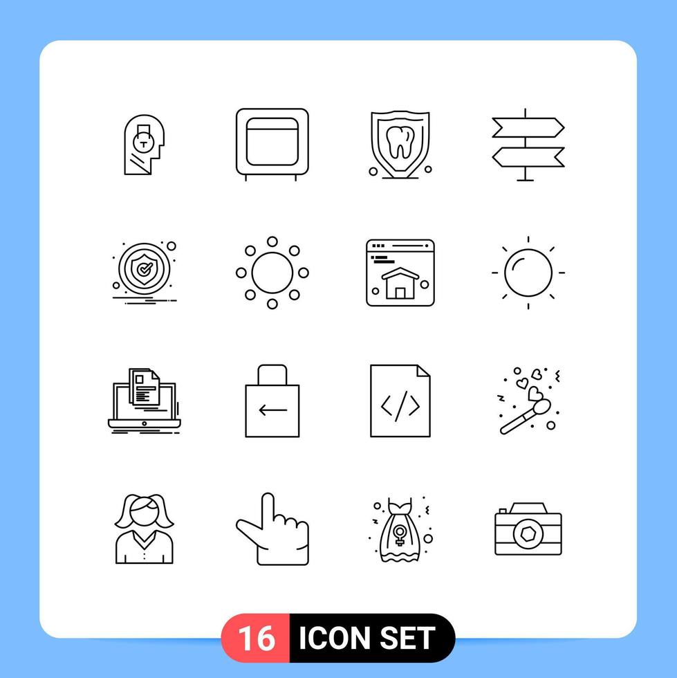 Outline Pack of 16 Universal Symbols of alert location money direction security Editable Vector Design Elements