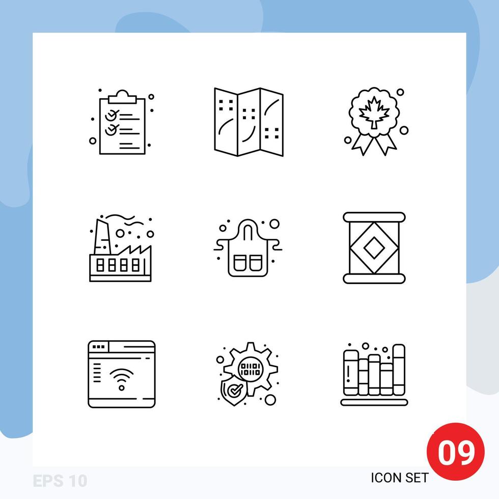 9 User Interface Outline Pack of modern Signs and Symbols of food industry leaf industrial economy Editable Vector Design Elements