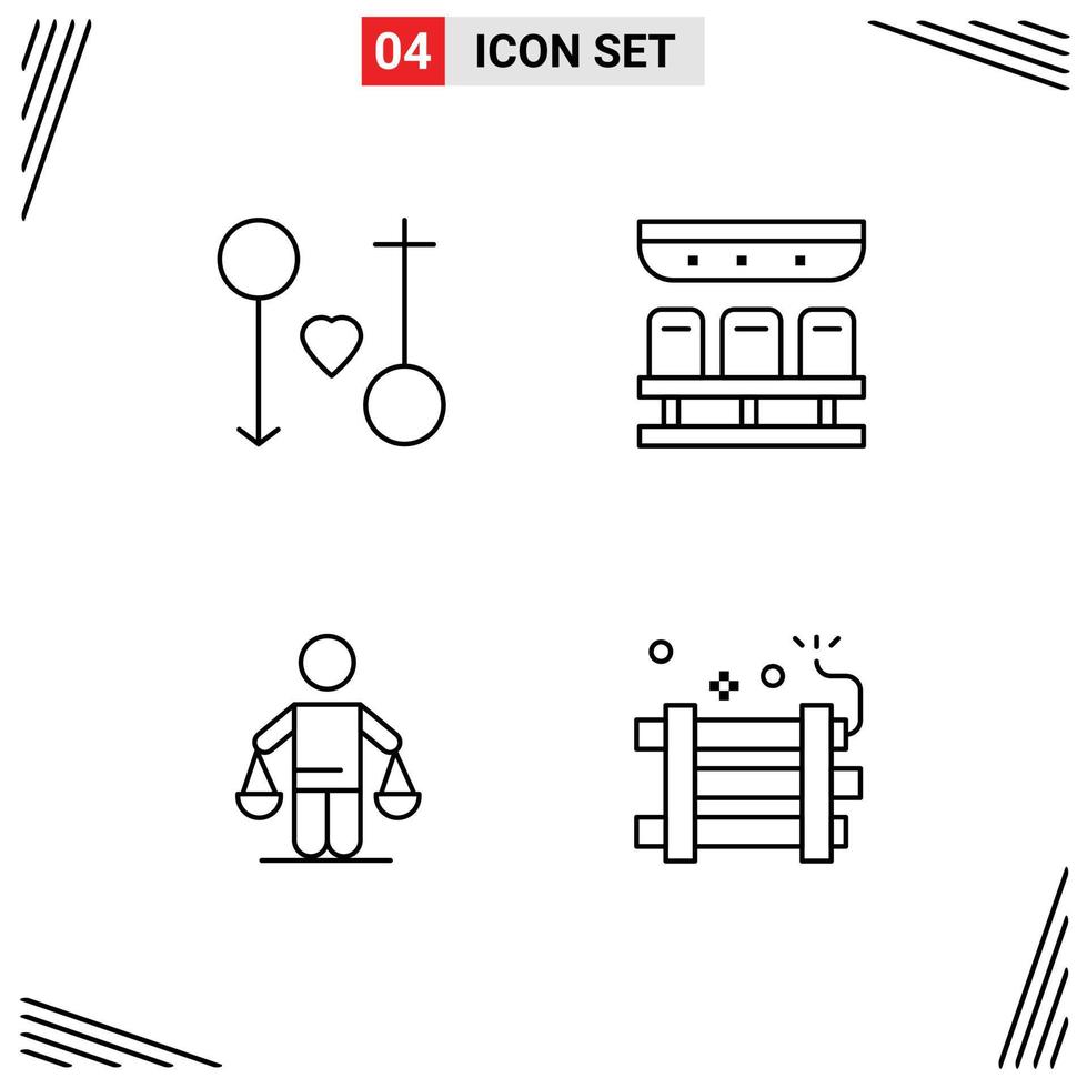 Universal Icon Symbols Group of 4 Modern Filledline Flat Colors of female patent marriage train court Editable Vector Design Elements