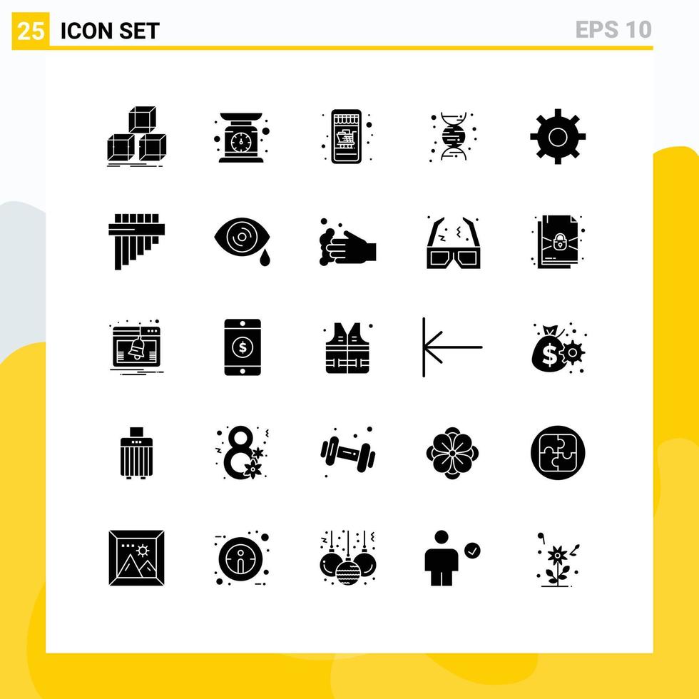 25 Creative Icons Modern Signs and Symbols of flute multimedia mobile shopping gear dna Editable Vector Design Elements