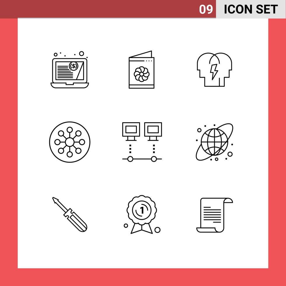 Outline Pack of 9 Universal Symbols of connection laboratory in chemistry biology Editable Vector Design Elements