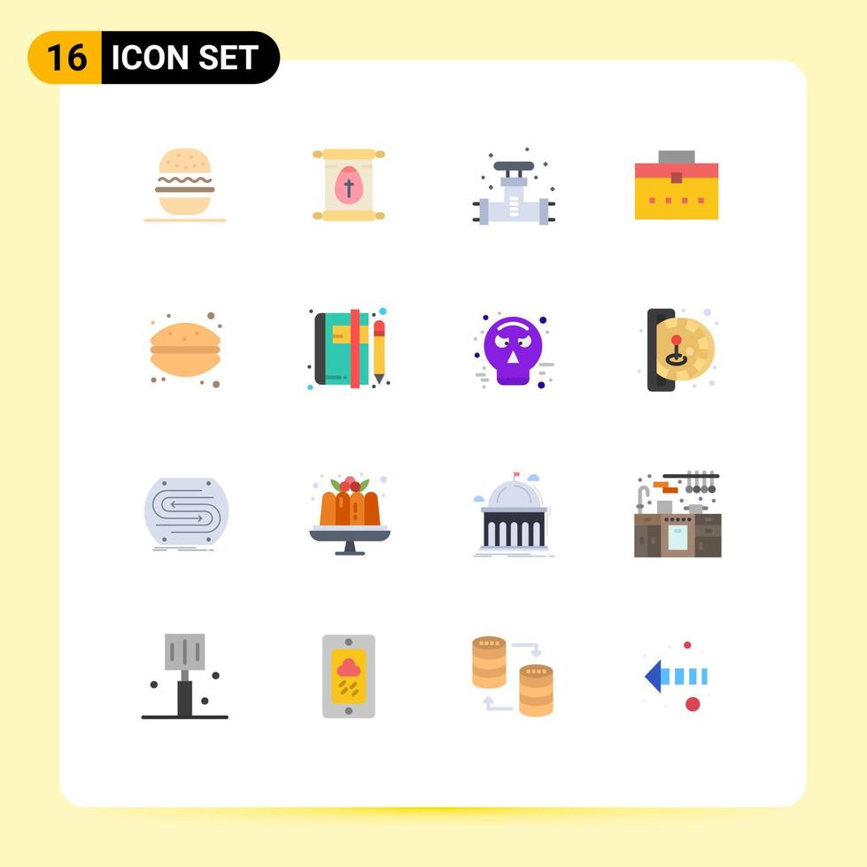 16 iconos creativos signos y símbolos modernos del usuario de pastel válvula de bolsa de trabajador mecánico paquete editable de elementos creativos de diseño de vectores