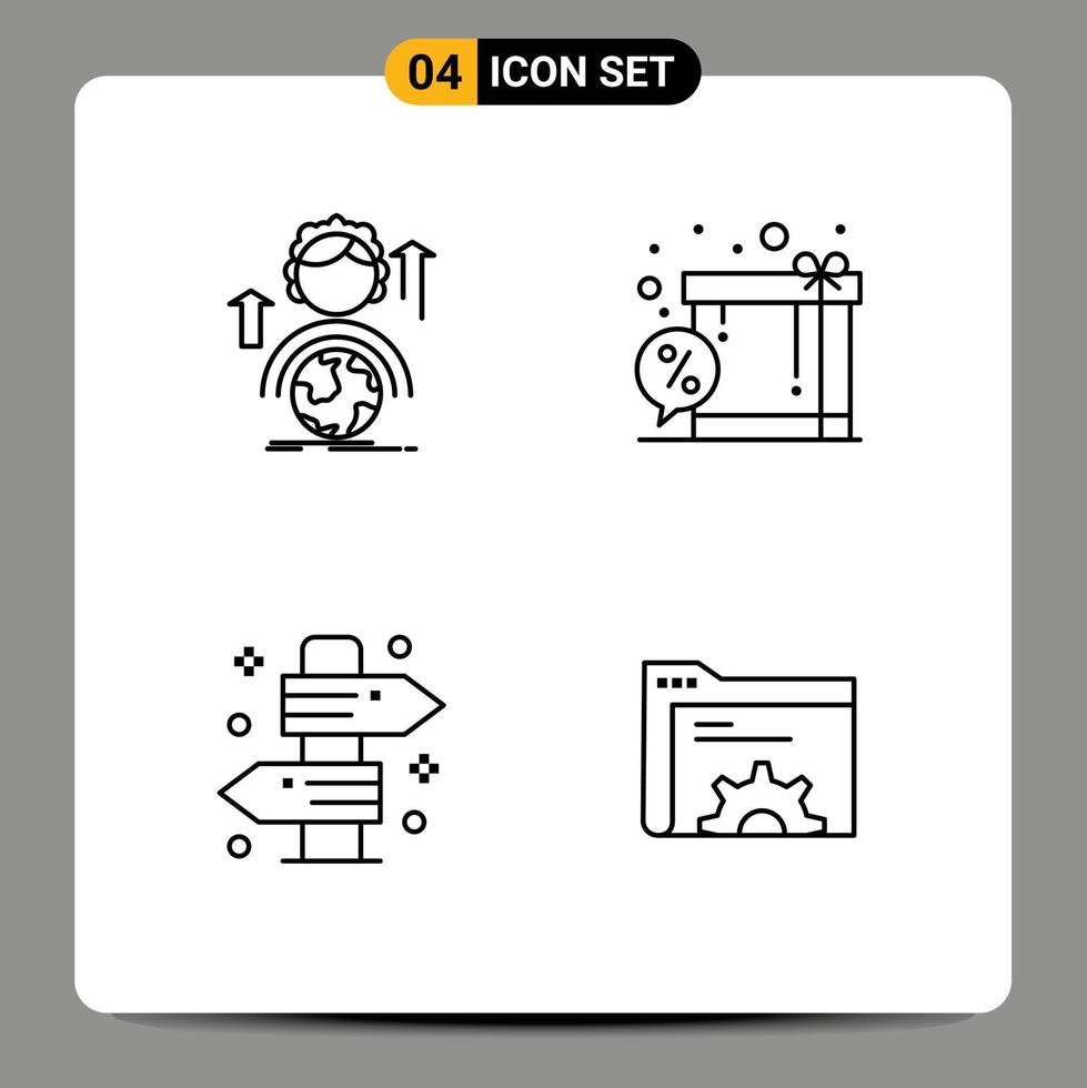 Modern Set of 4 Filledline Flat Colors Pictograph of abilities board global discount signboard Editable Vector Design Elements