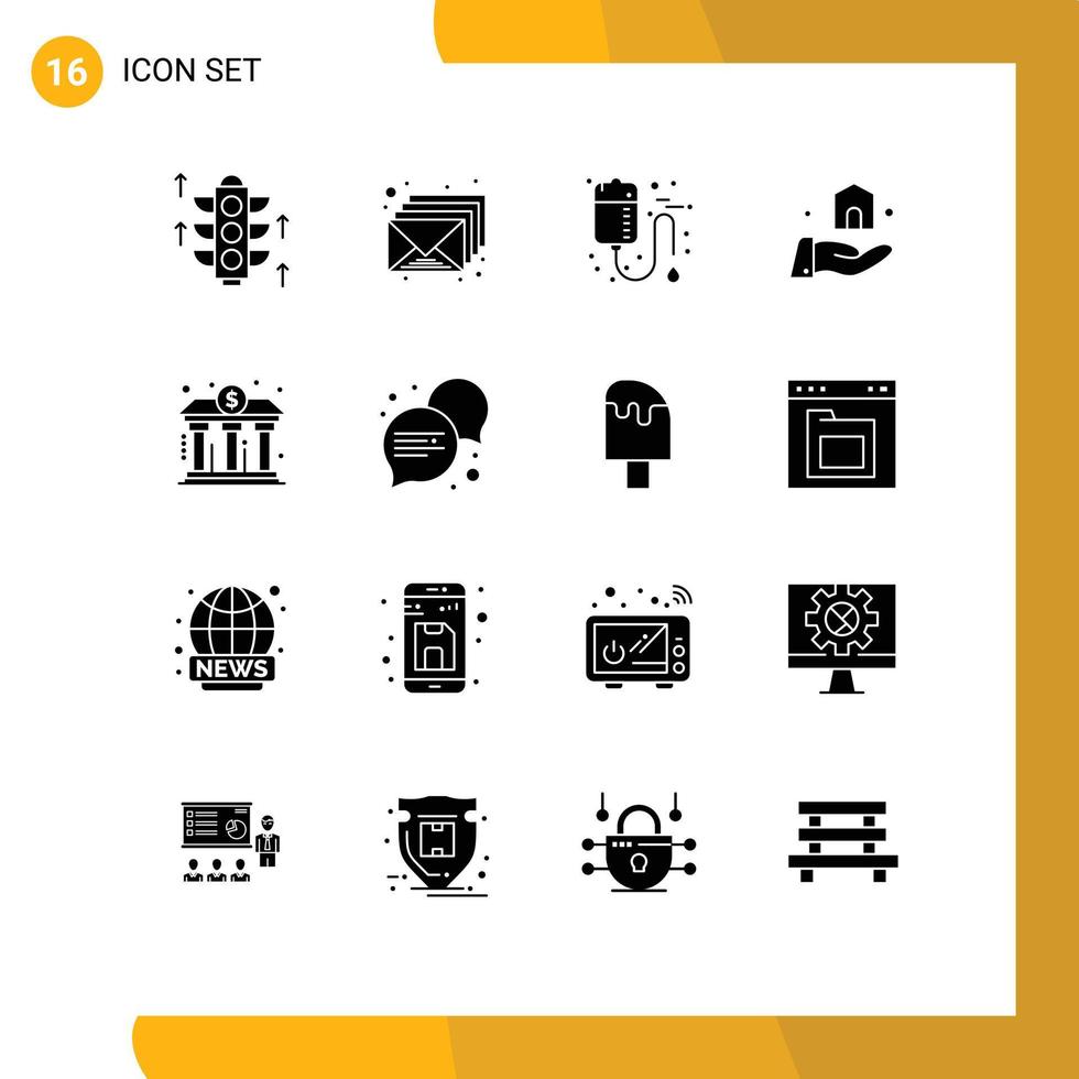 Stock Vector Icon Pack of 16 Line Signs and Symbols for building bank blood construction building Editable Vector Design Elements