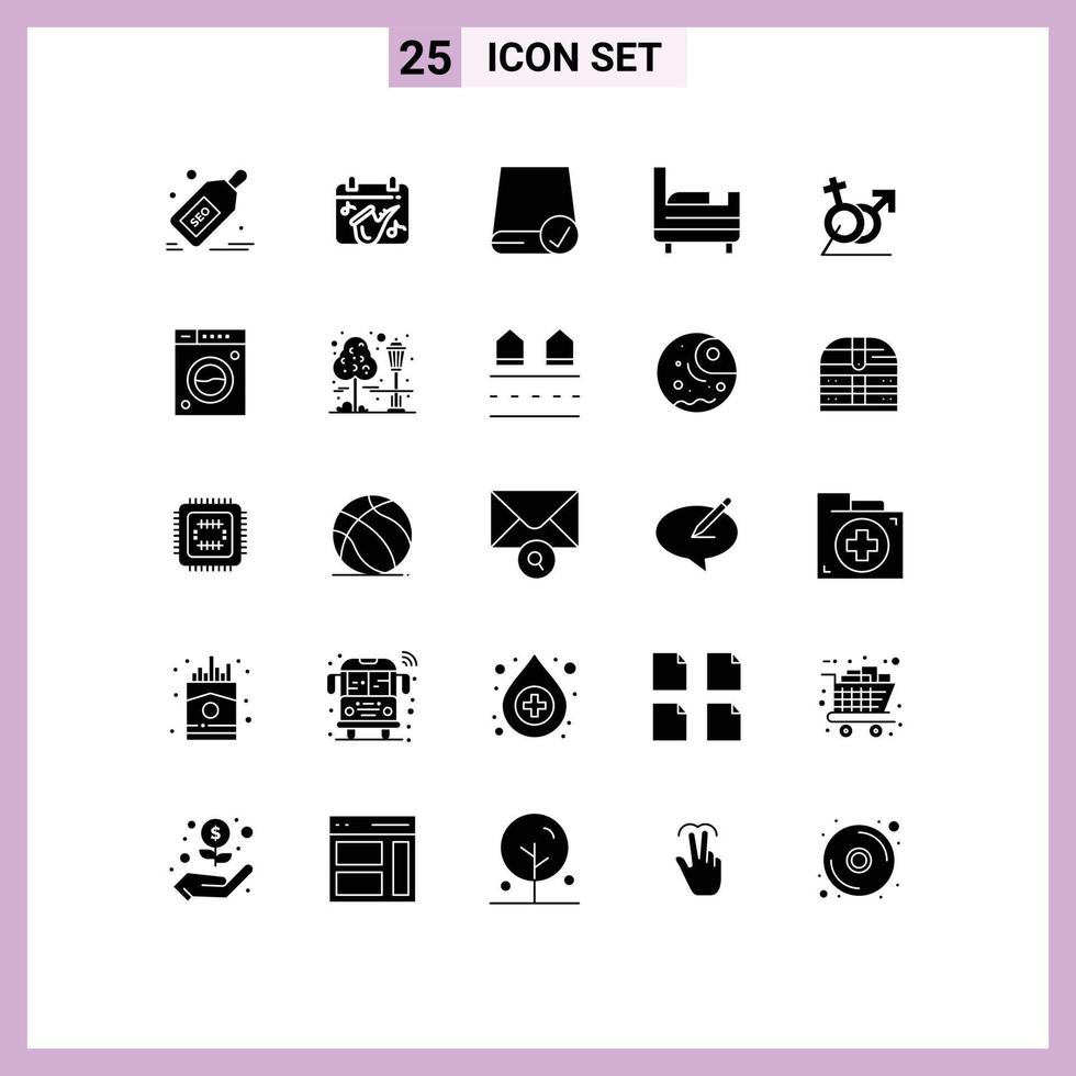 25 iconos creativos signos y símbolos modernos de mujeres cama habitación saxofón unidad de cama elementos de diseño vectorial editables vector