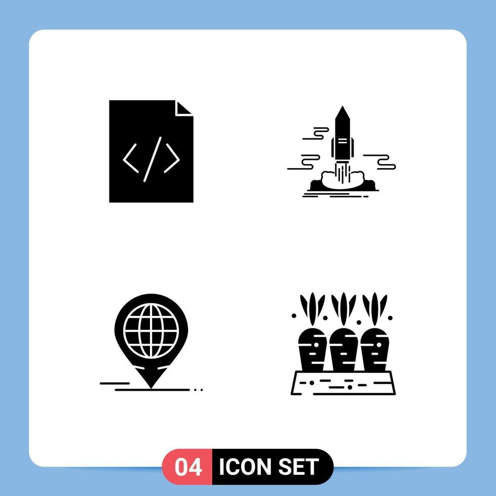 Editable Vector Line Pack of 4 Simple Solid Glyphs of code forum launch shuttle modern Editable Vector Design Elements