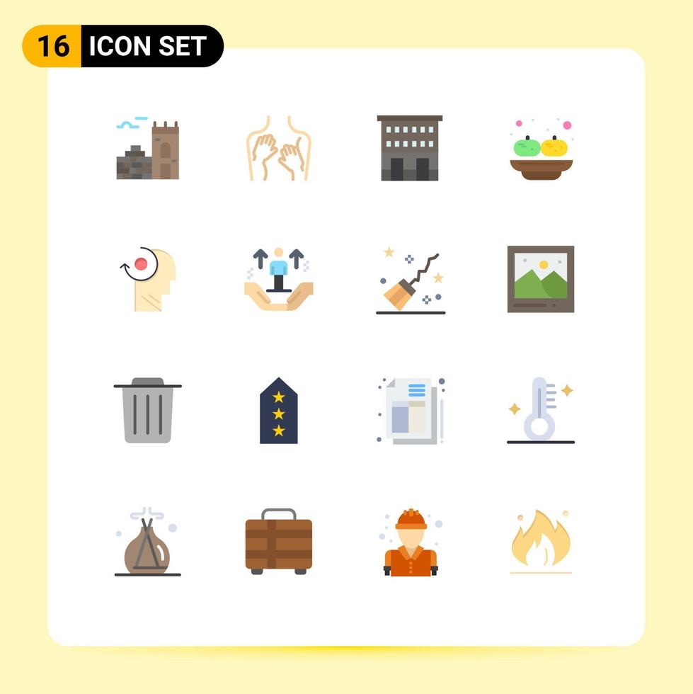 User Interface Pack of 16 Basic Flat Colors of clear india buildings party shops Editable Pack of Creative Vector Design Elements