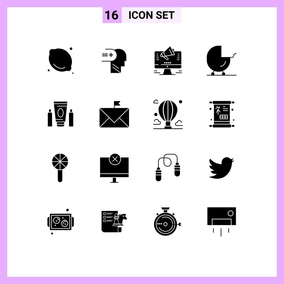 Stock Vector Icon Pack of 16 Line Signs and Symbols for sport carriage promotion buggy offer Editable Vector Design Elements