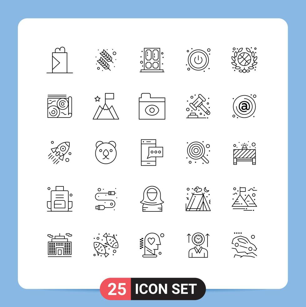 Mobile Interface Line Set of 25 Pictograms of book association home basketball switch Editable Vector Design Elements