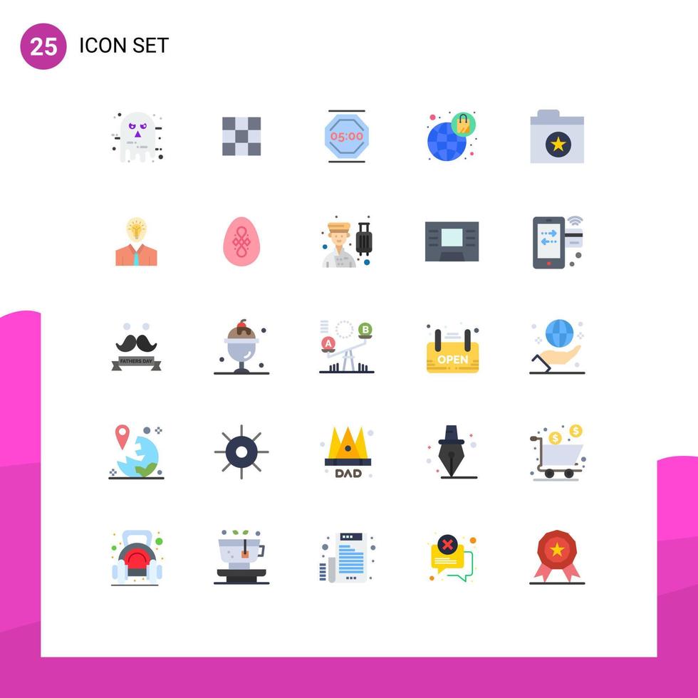 25 User Interface Flat Color Pack of modern Signs and Symbols of bag global sets ecommerce work Editable Vector Design Elements