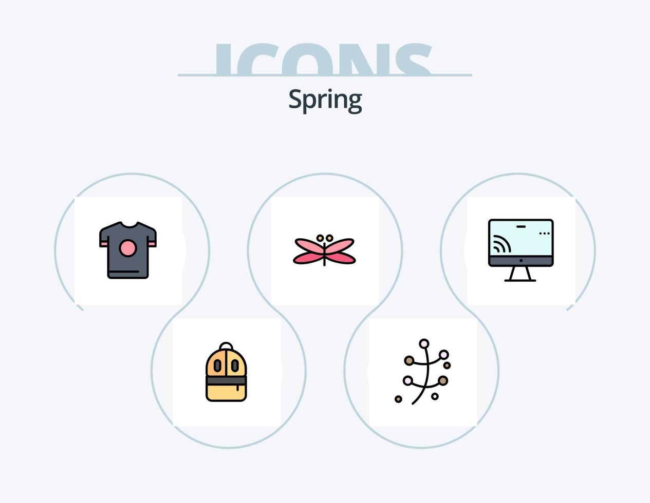 paquete de iconos lleno de línea de primavera 5 diseño de iconos. flora. vacaciones. lámina. Pascua de Resurrección. árbol vector