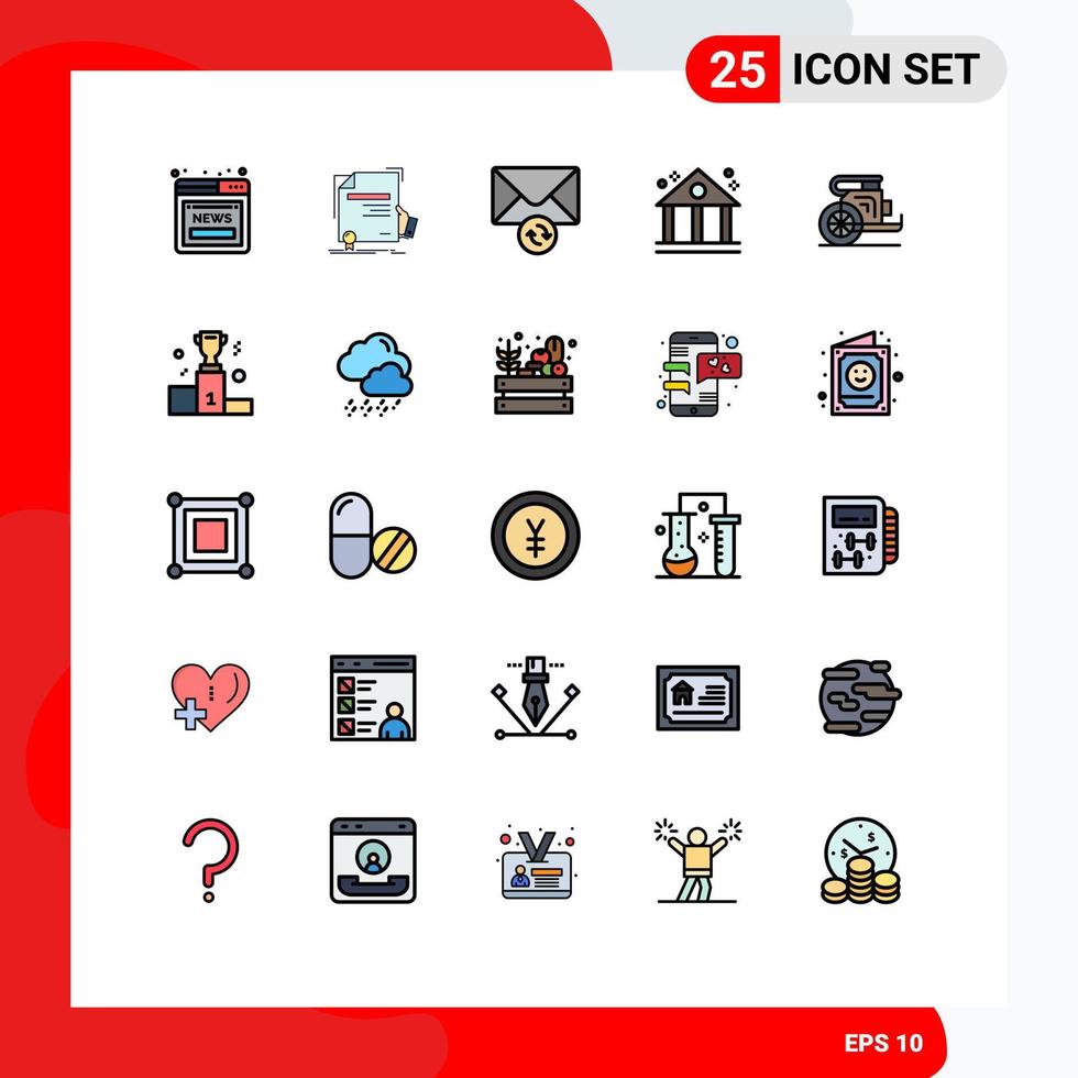 Universal Icon Symbols Group of 25 Modern Filled line Flat Colors of old chariot agreement finance bank Editable Vector Design Elements