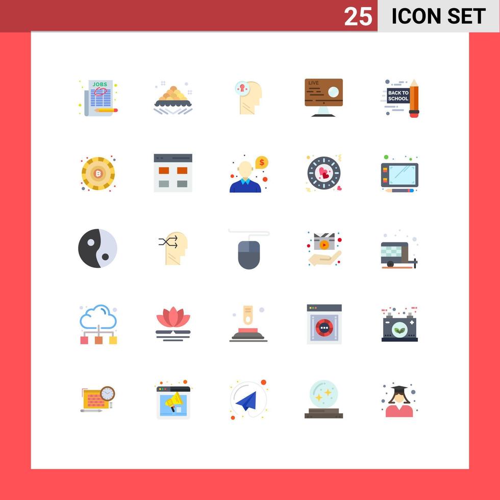 Set of 25 Modern UI Icons Symbols Signs for sport live delicious football mind Editable Vector Design Elements
