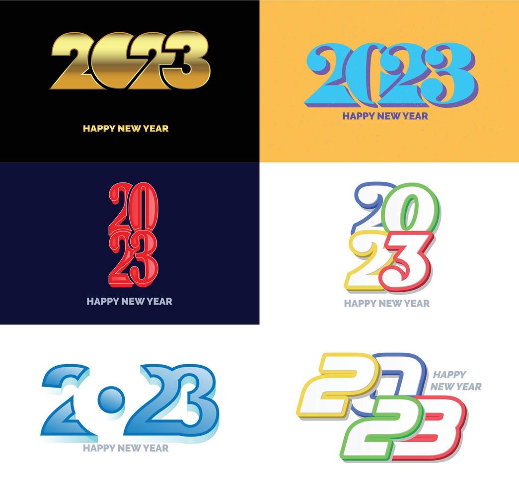 Big Set of 2023 Happy New Year logo text design 2023 number design template vector