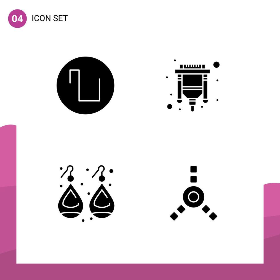 4 User Interface Solid Glyph Pack of modern Signs and Symbols of sound jewelry cable hdmi connection Editable Vector Design Elements
