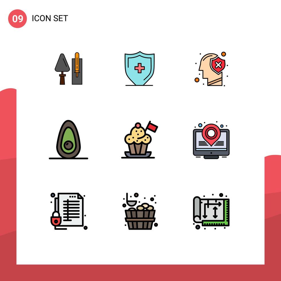 9 Creative Icons Modern Signs and Symbols of chef food shield avocado protect Editable Vector Design Elements