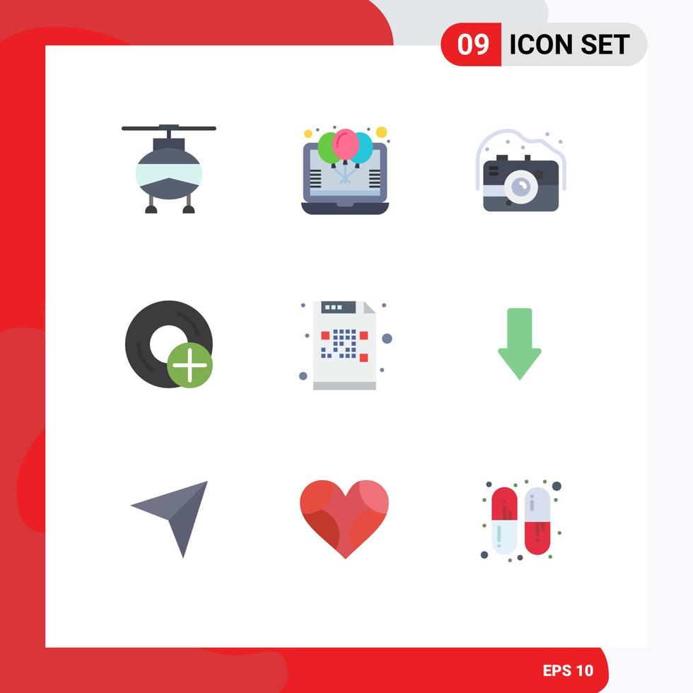 Pictogram Set of 9 Simple Flat Colors of gadget devices percentage computers photography Editable Vector Design Elements