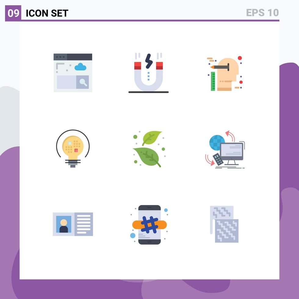 Set of 9 Modern UI Icons Symbols Signs for ash light creative insight mind Editable Vector Design Elements