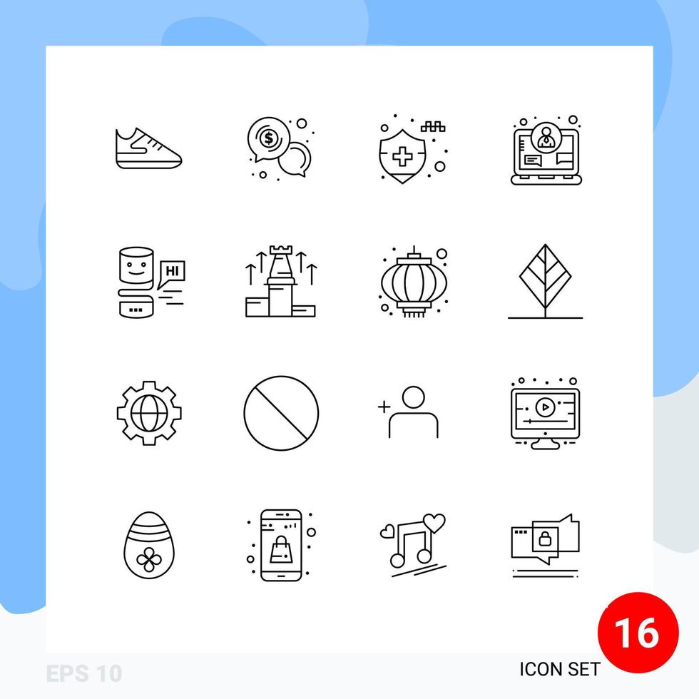 16 Universal Outlines Set for Web and Mobile Applications interface conversational interfaces auto insurance internet concept Editable Vector Design Elements