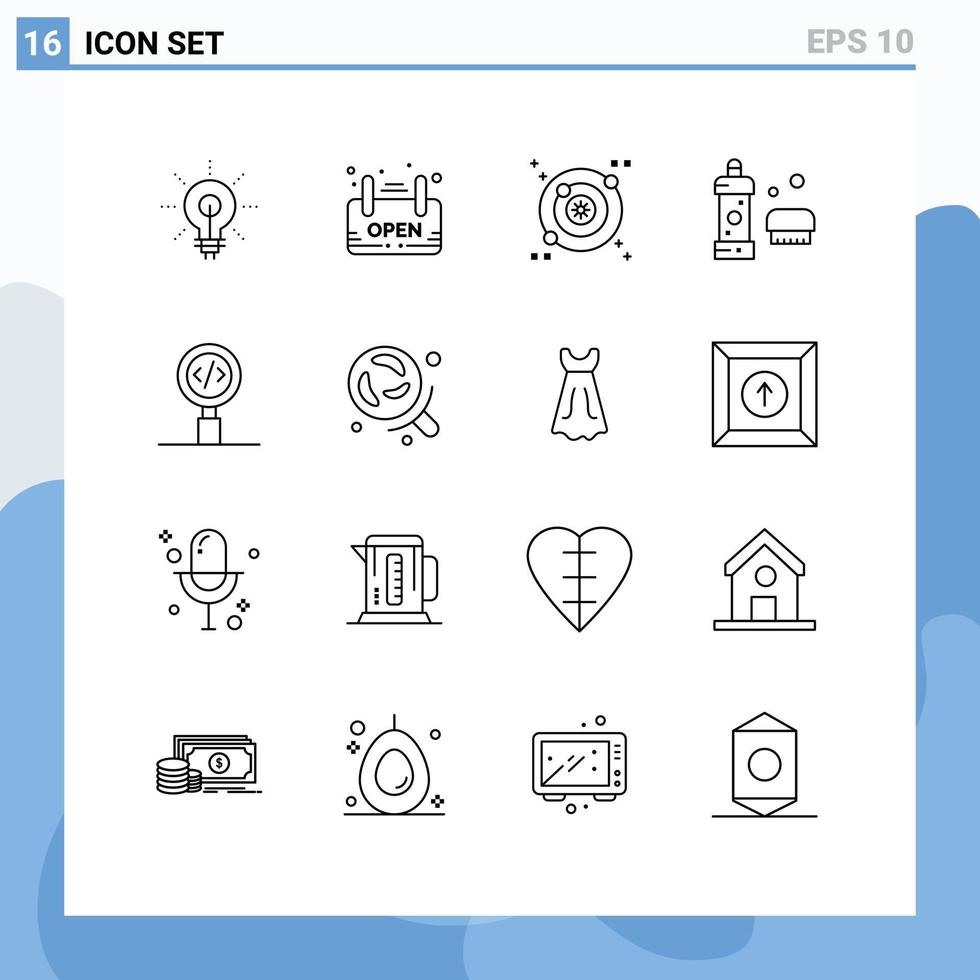16 Creative Icons Modern Signs and Symbols of code detergent board cleaning bath Editable Vector Design Elements