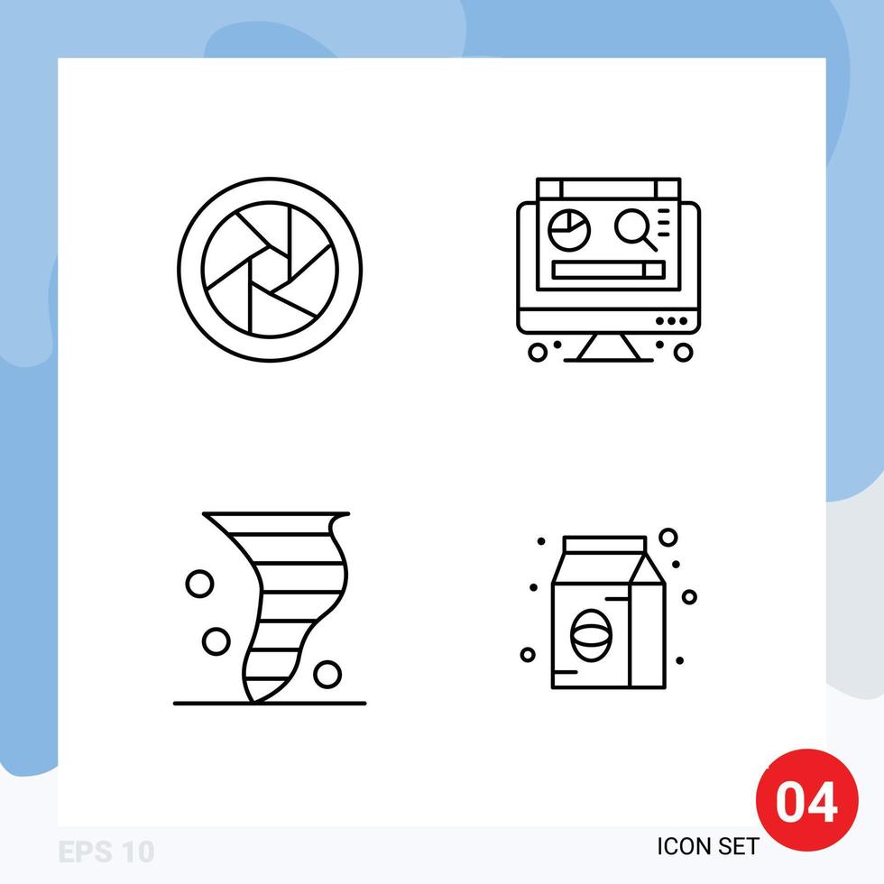 Universal Icon Symbols Group of 4 Modern Filledline Flat Colors of camera accessories weather computer air bean Editable Vector Design Elements