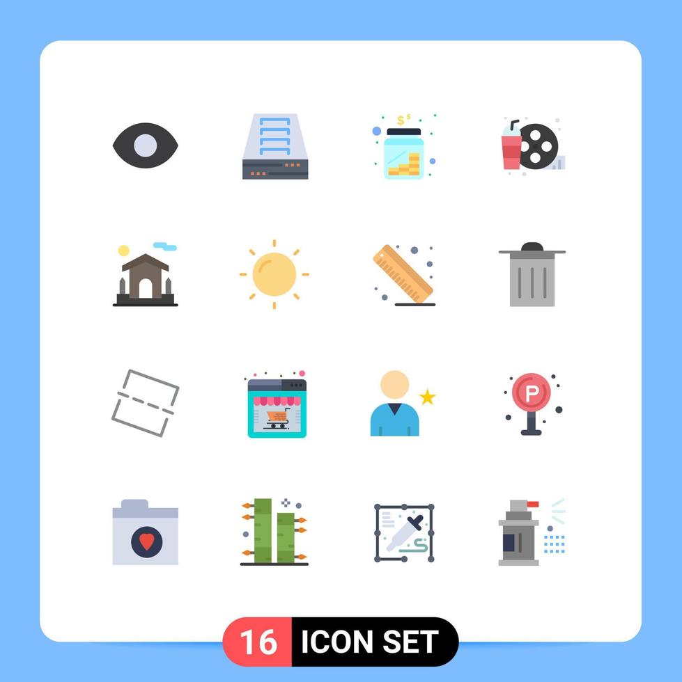 conjunto moderno de 16 colores planos y símbolos como el paquete editable de elementos creativos de diseño de vectores