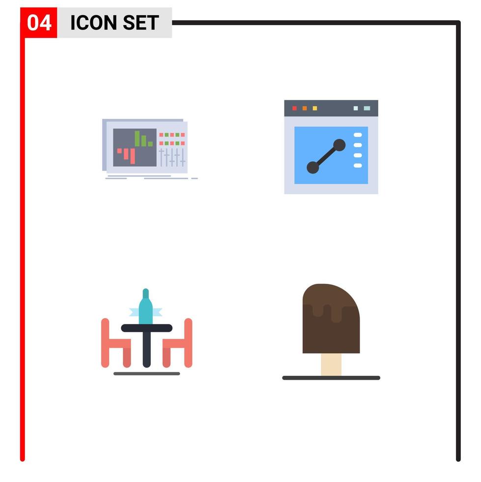 Editable Vector Line Pack of 4 Simple Flat Icons of control conference sound draw diplomacy Editable Vector Design Elements