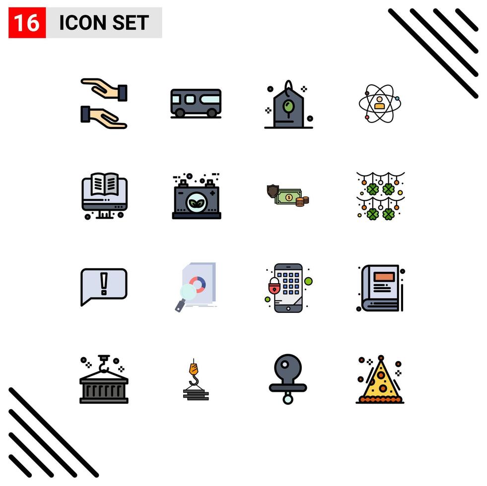 Flat Color Filled Line Pack of 16 Universal Symbols of talent personal celebration person growth Editable Creative Vector Design Elements