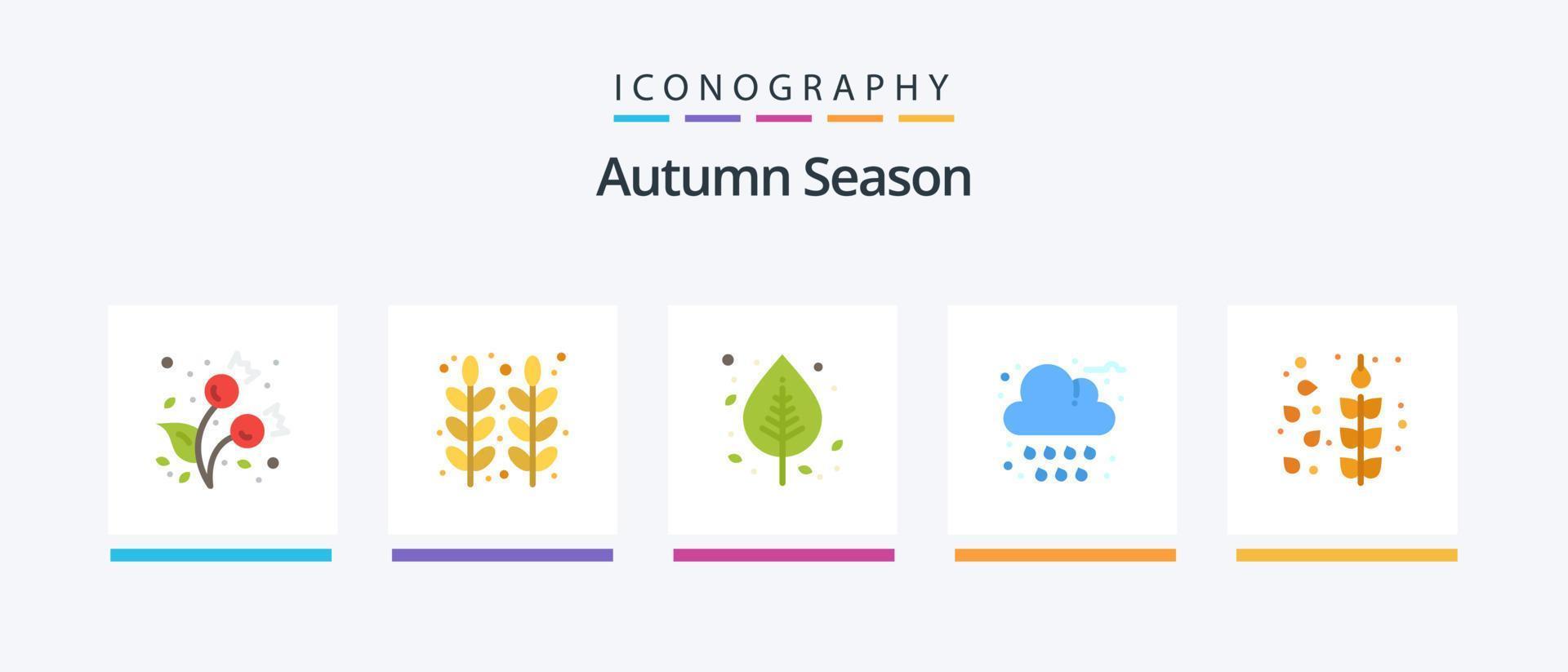 paquete de iconos flat 5 de otoño que incluye el clima. nube. trigo. otoño. naturaleza. diseño de iconos creativos vector