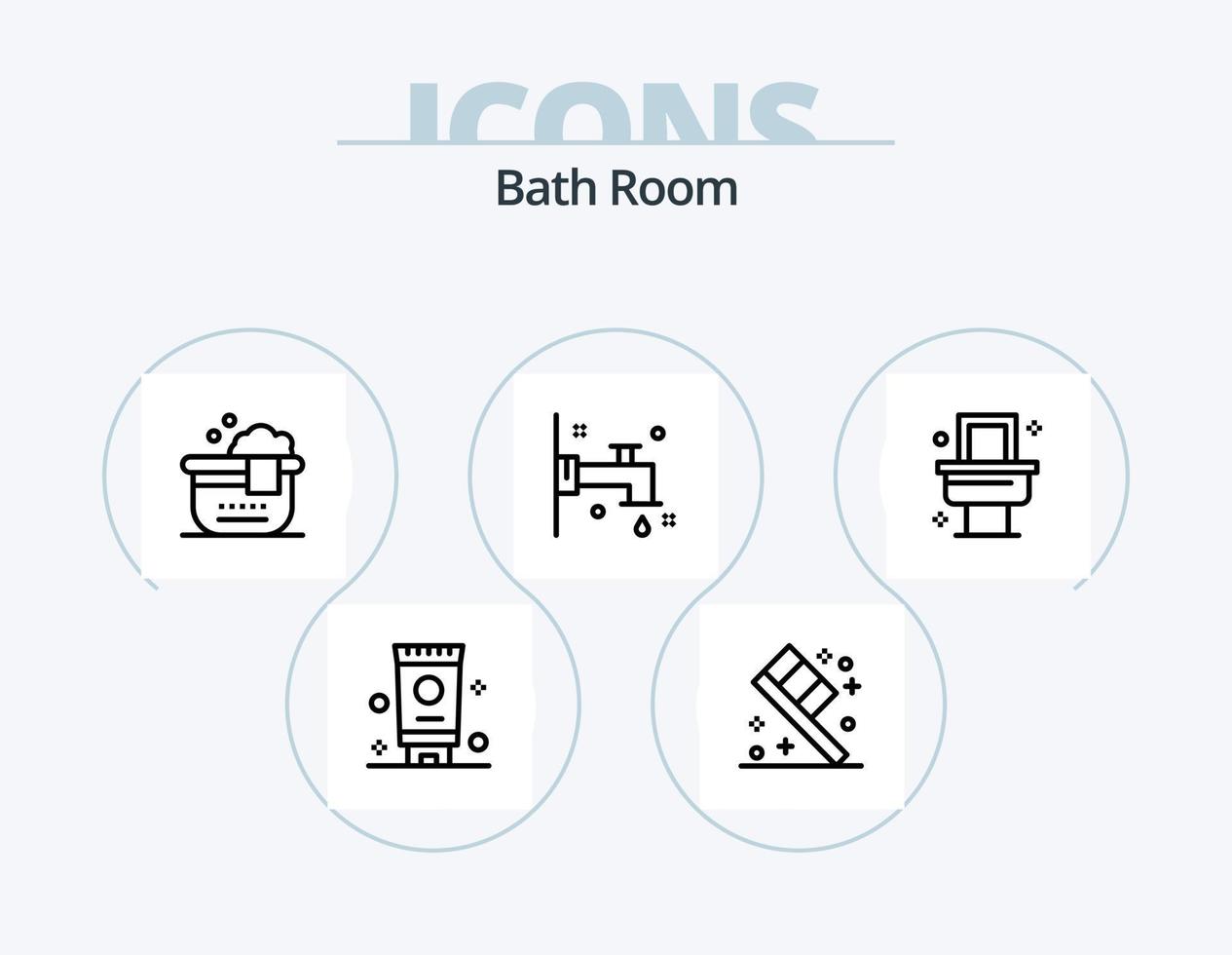 diseño de iconos del paquete de iconos de línea de baño 5. . . lavar. habitación. cepillo de dientes vector