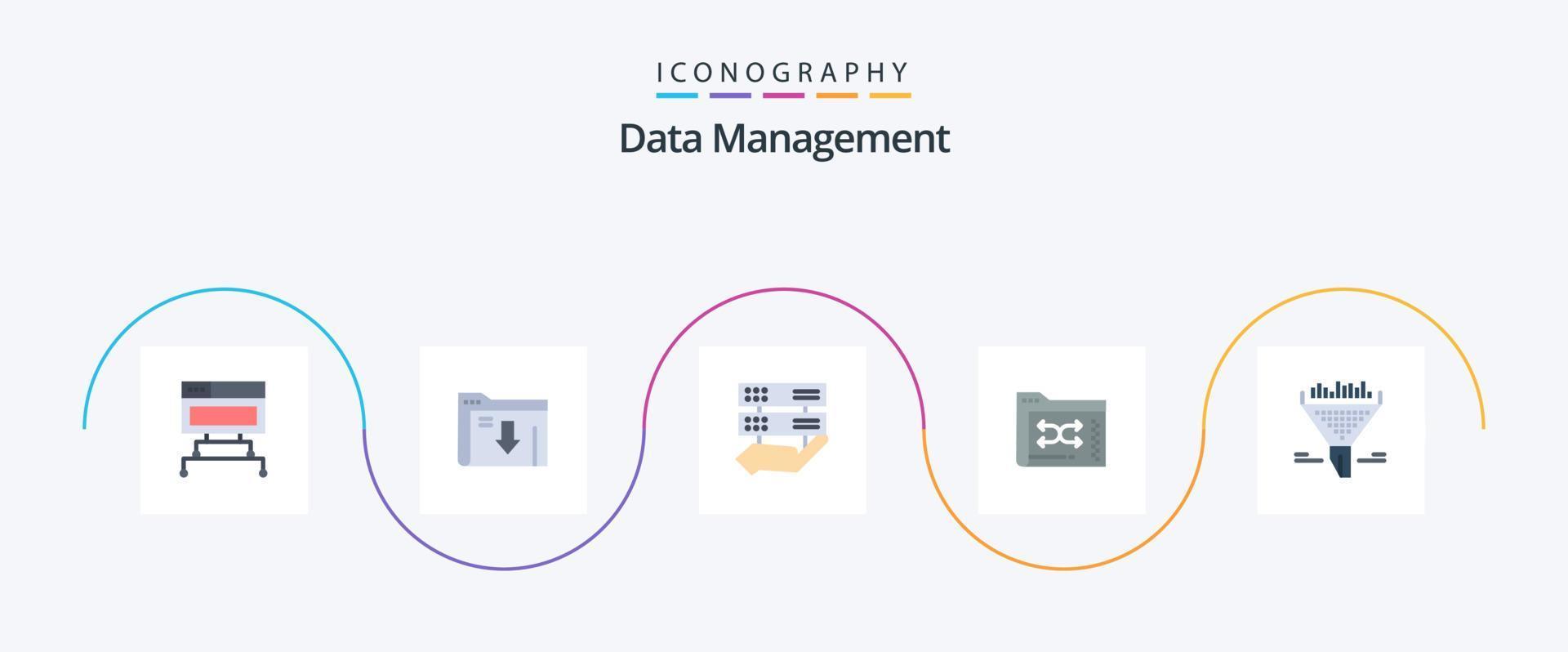 paquete de iconos flat 5 de gestión de datos que incluye filtro. carpeta. datos. archivos respaldo vector