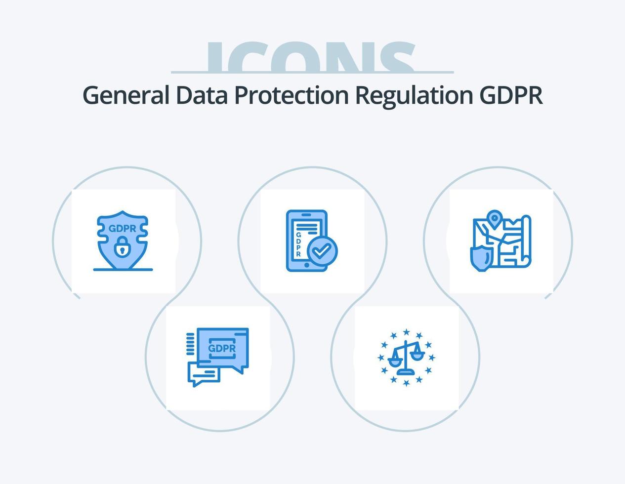 Gdpr Blue Icon Pack 5 Icon Design. map. smartphone. gdpr. security. mobile vector