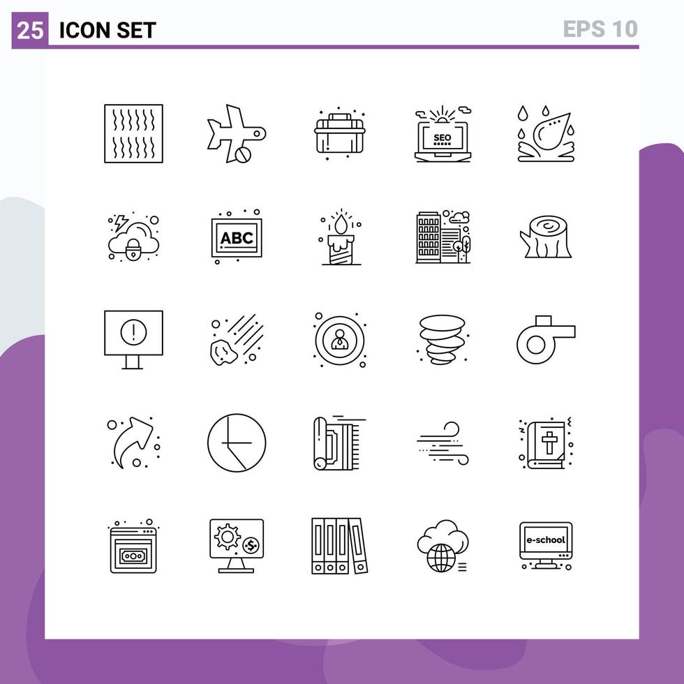 25 Universal Line Signs Symbols of water drop configuration mechanical setting seo Editable Vector Design Elements