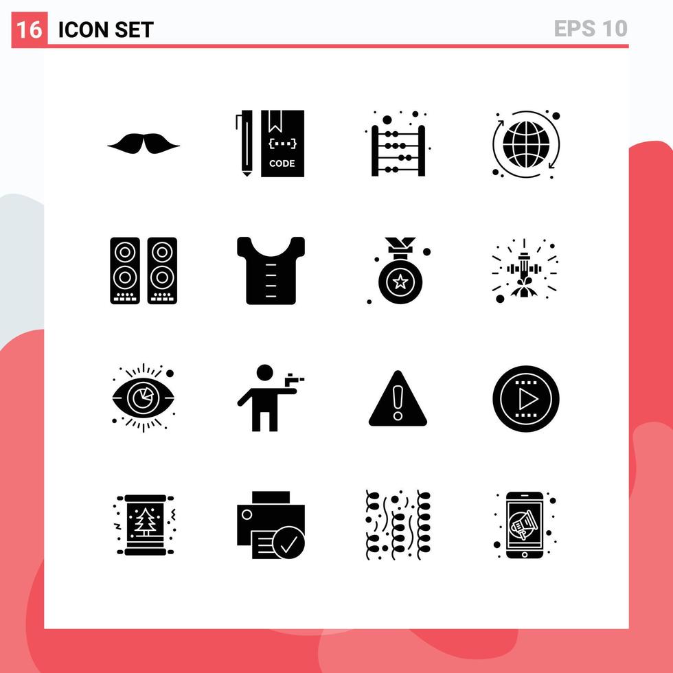 16 Creative Icons Modern Signs and Symbols of cinema globe development web education Editable Vector Design Elements