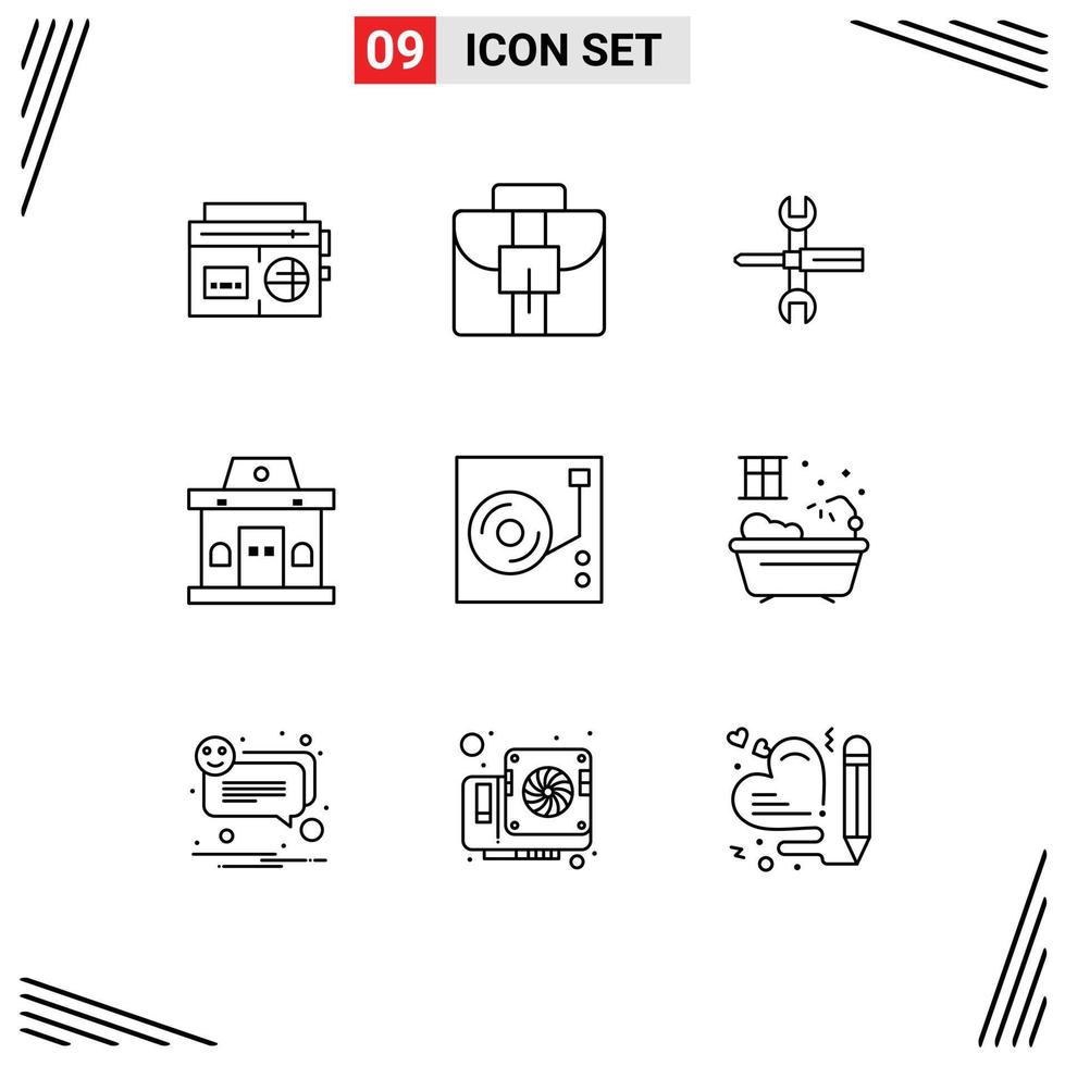 Stock Vector Icon Pack of 9 Line Signs and Symbols for music ticket controls office wrench Editable Vector Design Elements