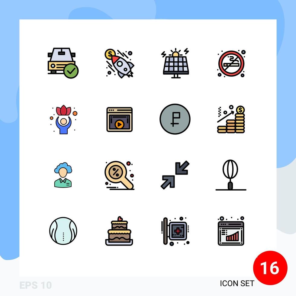 Stock Vector Icon Pack of 16 Line Signs and Symbols for exercise smoking money sign solar Editable Creative Vector Design Elements