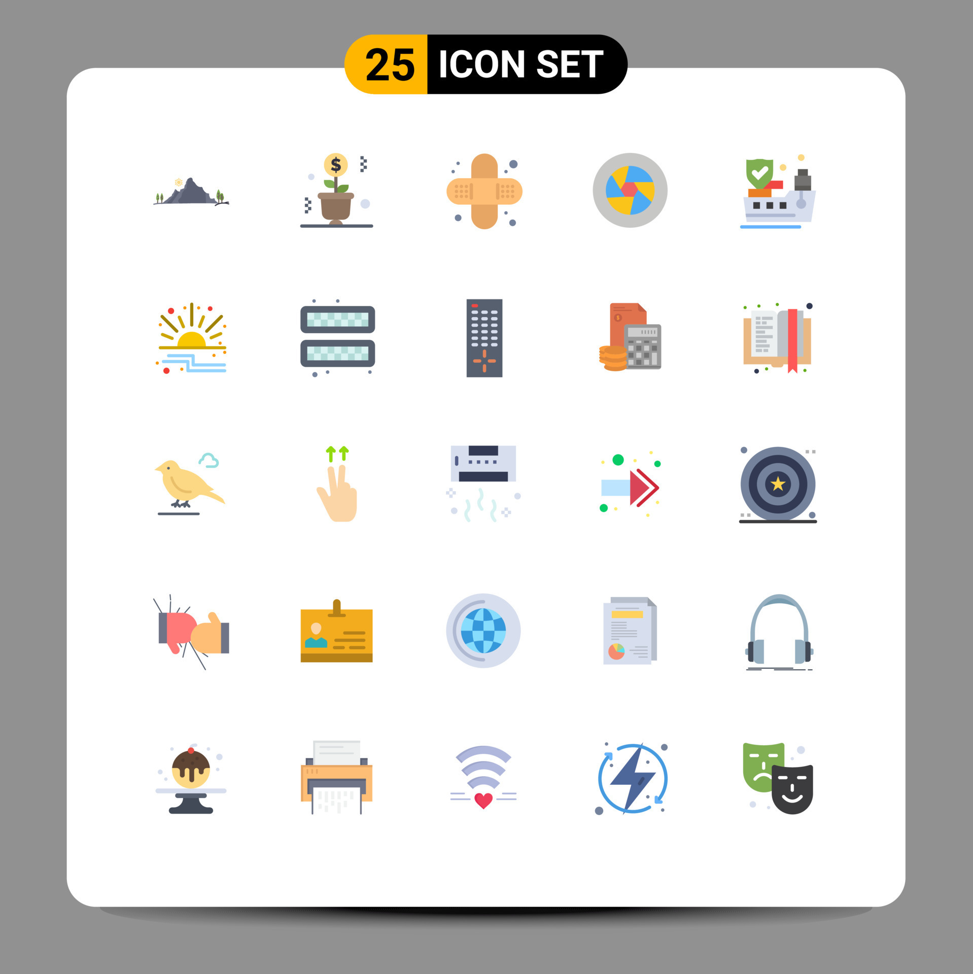 25 Flat Color concept for Websites Mobile and Apps photo logo pot film