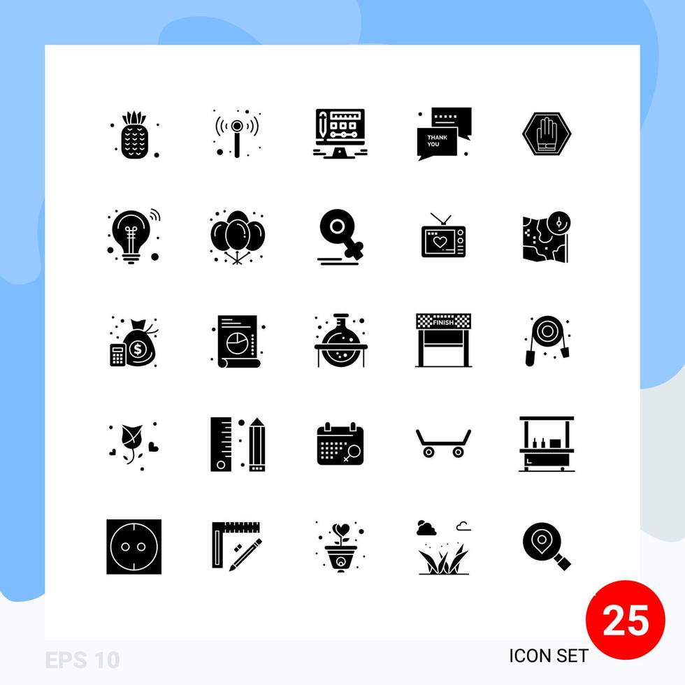 paquete de iconos vectoriales de stock de 25 signos y símbolos de línea para el diseño de señales de advertencia elementos de diseño vectorial editables de sms de mano vector