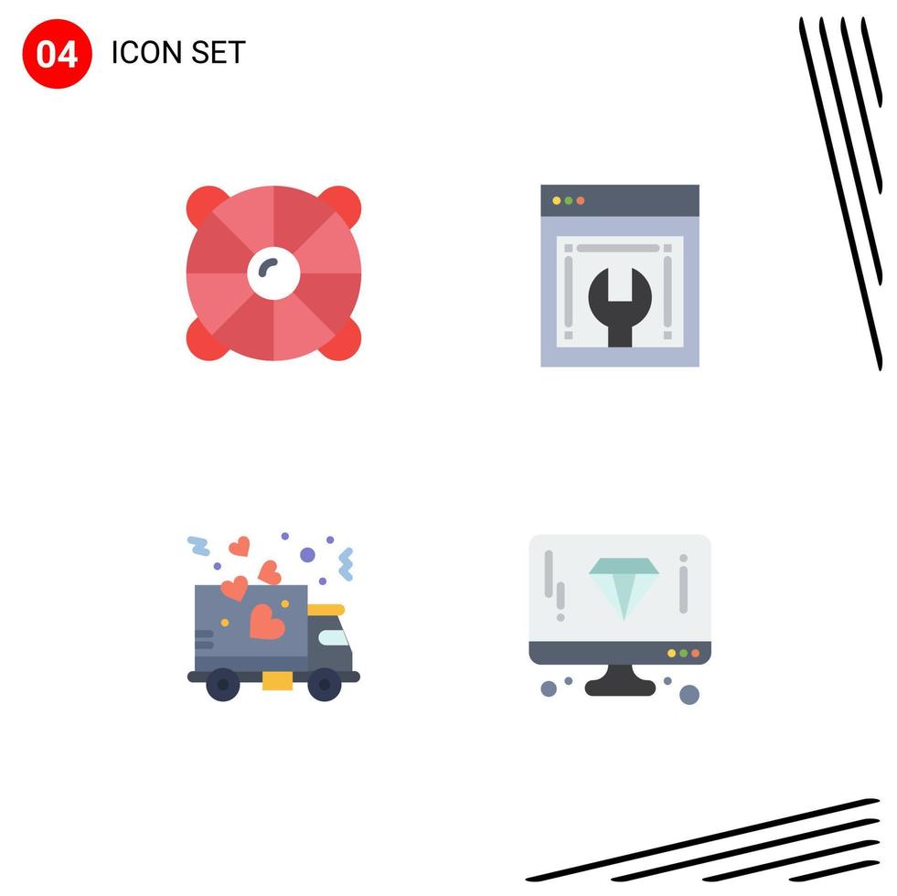 Flat Icon Pack of 4 Universal Symbols of beach delivery sea web configuration transport Editable Vector Design Elements