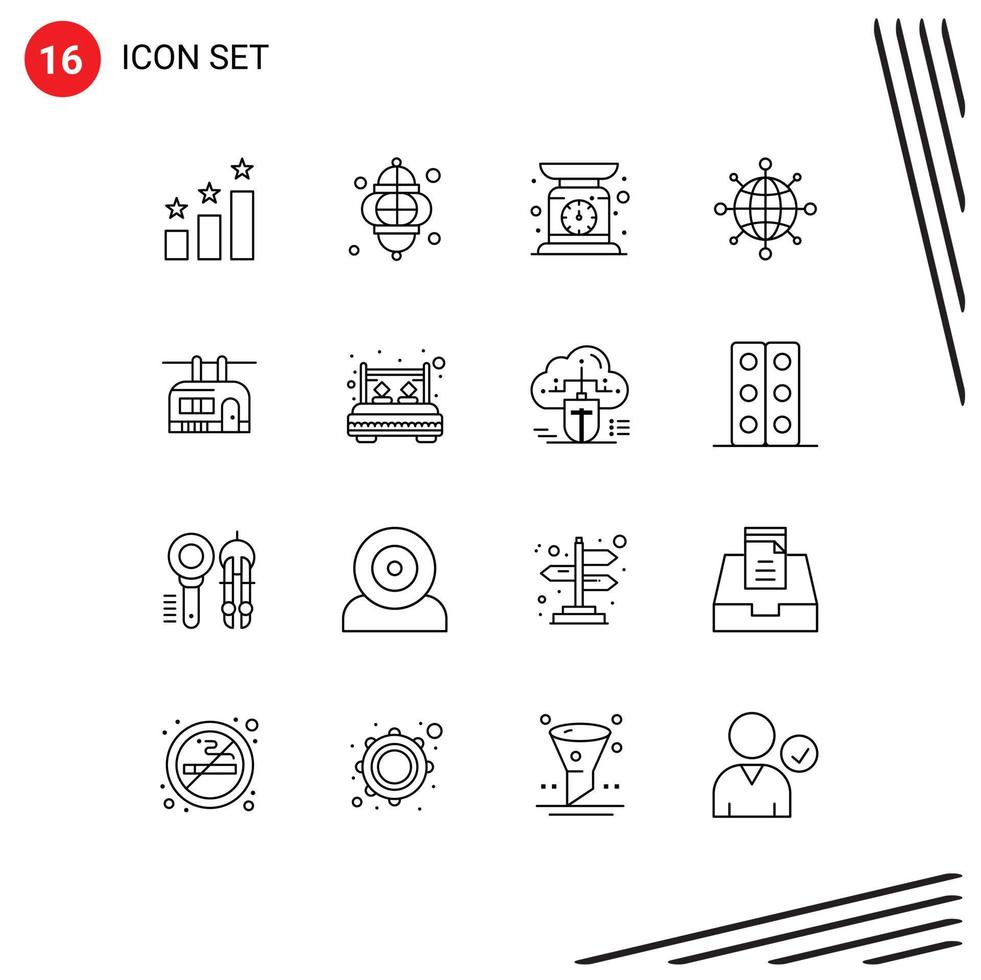 16 Outline concept for Websites Mobile and Apps transport chair lift check weight server internet Editable Vector Design Elements